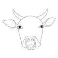Bull head with a ring in the nose monochrome sketch. Art design element hand drawn ink graphic art design Royalty Free Stock Photo